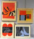 Harold Krisel American 19201995 Four Framed Screenprints Volute and Stripes Split Oblates Plumed Form and Summer 1059