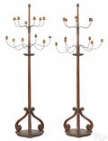 Pair of painted pine floor candelabra 19th c