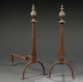 Pair of Iron and Brass Balltop Andirons