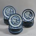 Eleven Canton Dinner Plates and Seventeen Luncheon Plates