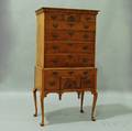 Eldred Wheeler Queen Annestyle Tiger Maple Flattop High Chest