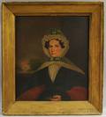 American School 18th19th Century Portrait of a Woman with Green Ribbon and Glasses