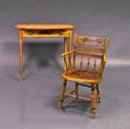 Yellowpainted Stencildecorated Dressing Table and Thumbback Windsor Armchair