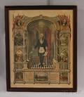 Framed Handcolored Engraving of Washington as a Freemason