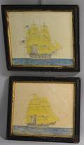American School 19th Century Two Portraits of Ships at Sea
