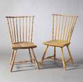 Pair of Yellowpainted Bambooturned Windsor Side Chairs