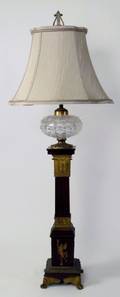 French Gilt Bronze  Wood Lamp