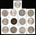Thirteen silver Peace dollars