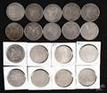 Thirteen Morgan silver dollars