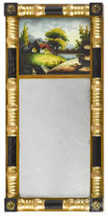 Sheraton painted and gilt looking glass
