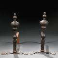 Pair of Balusterform Cast Iron Andirons