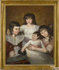 Oil on canvas family portrait ca 1850