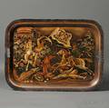 Blackpainted and Giltstenciled Tin Serving Tray
