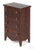 Miniature Pennsylvania painted walnut tall chest ca 1820