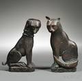 Cast Bronze Cat and Dog Andirons