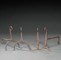 Two Pairs of Small Wrought Iron Andirons 168