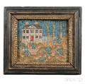 Needlework Picture Showing a House with Woman