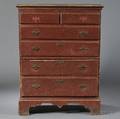Redpainted Chest over Two Drawers