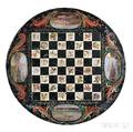 Circular Polychrome Paintdecorated Checkerboard