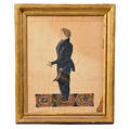 Attributed to Joseph Davis New HampshireMaine 18111865 Profile Portrait of a Man Standing on a Carpet