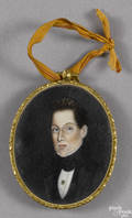 Miniature watercolor on ivory portrait of a gentleman ca 1830