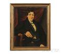 American School Mid19th Century Portrait of Young Mr Cork Seated Holding a Book