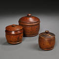 Three Graduated Puttypainted Treenware Covered Boxes