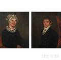 American School 19th Century Pair of Portraits of Mr Daniel Spraker and His Wife Eliza