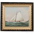 American School 19th Century Portrait of the Sloop Yacht DEFYER Sailing in New York Bay