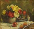 Chinese School 20th Century Still Life of Roses and Fruit