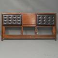 Midcentury Modern Oak and Vinyl Headboard