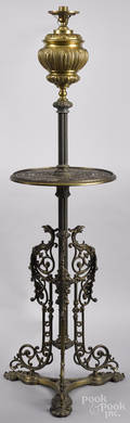 Continental gilt bronze and brass floor lamp
