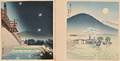 Two Woodblock Prints of Nightscapes
