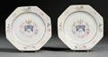 Pair of Octagonal Chinese Export Armorial Plates