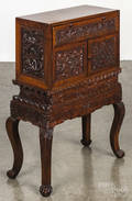 Small Chinese carved hardwood cabinet