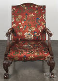 George III style carved mahogany open armchair