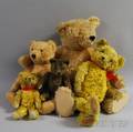 Five Antique Articulated Mohair Teddy Bears