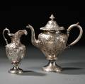 George B Sharp Coin Silver Teapot and Creamer