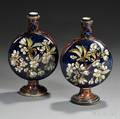Pair of Doulton Lambeth Faience Moon Flasks