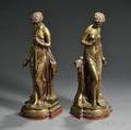 After Paul DuBois French 18291905 Two Bronze Figures of Classical Maidens