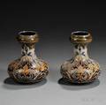Pair of Doulton Lambeth Eliza Simmance Decorated Stoneware Vases