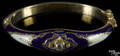 Gold diamond and enamel hinged bangle