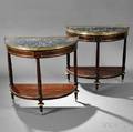 Pair of Directoire Mahogany and Marbletop Console Tables