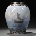 Royal Copenhagen Sterling Silvermounted Porcelain Vase