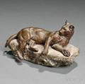 After Charles Valton French 18511918 Bronze Figure of a Recumbent Lioness