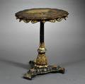 Victorian Motherofpearlinlaid and Parcelgilt Papiermache Tilttop Table