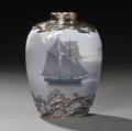 Royal Copenhagen Sterling Silvermounted Porcelain Vase