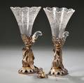Two German Glass Vases on 800 Silvergilt Stands