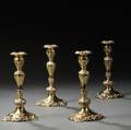 Four Victorian Silvergilt Candlesticks