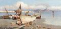 Giuseppe Laezza Italian 18351905 Fishermens Boats on the Sand Naples